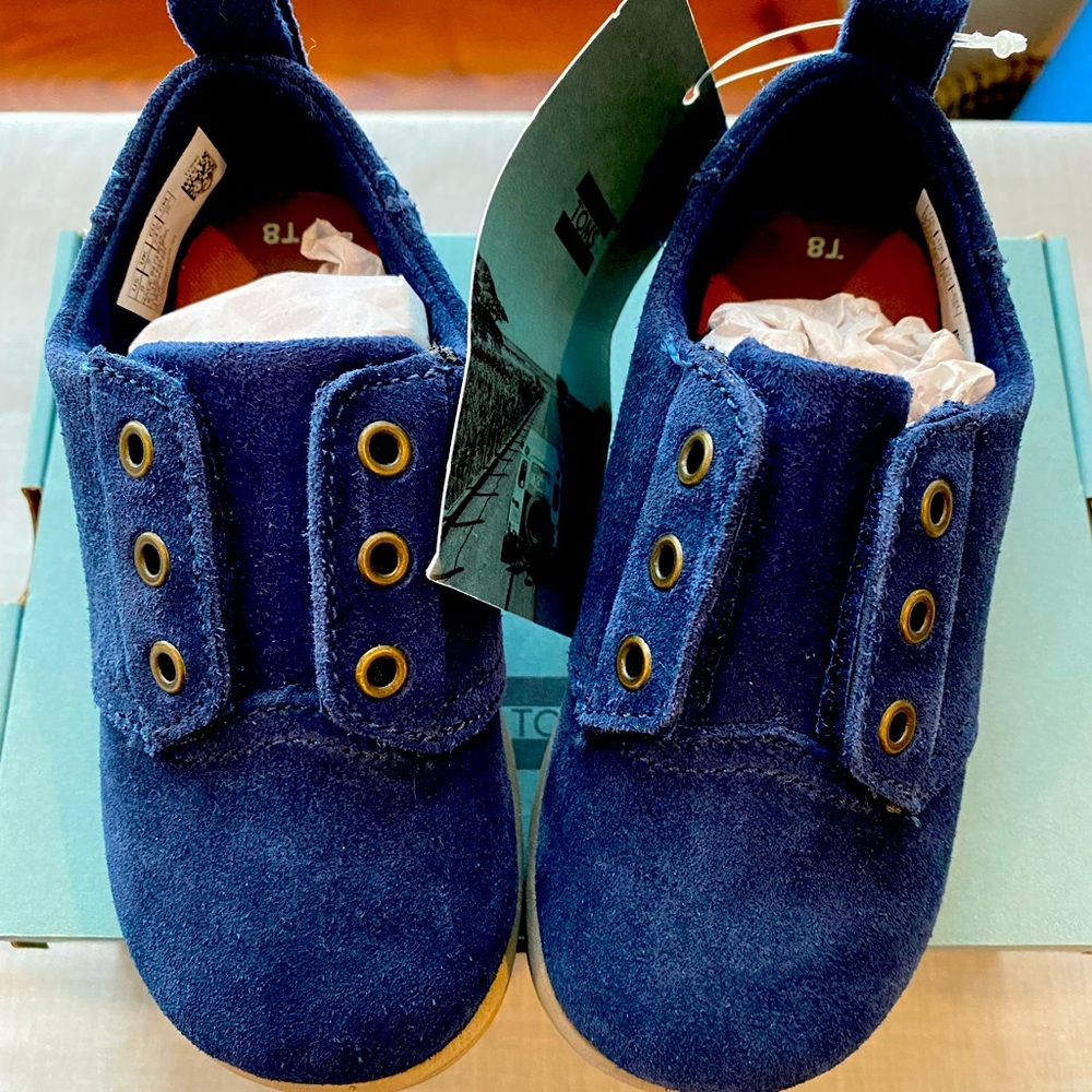 TOMS Ivan navy suede toddler shoes